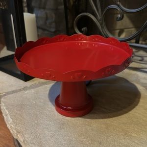 New Red Metal Cake Stand Tray with Hearts